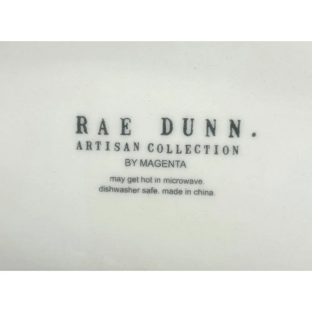 Rae Dunn Artisan Collection Dragonfly Oval Ceramic Trinket Dish White Magenta